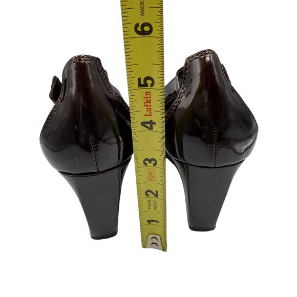 BCBGeneration Blossoms Women Brown Patent Pointed Toe Wedge Pump Size 7 1/2M - Picture 7 of 9